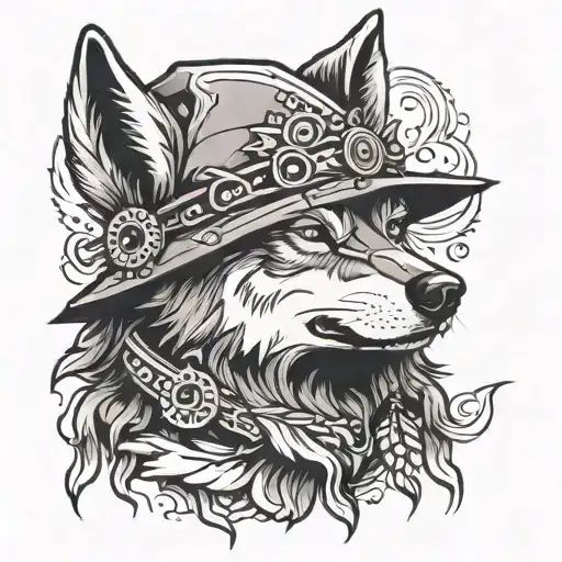 Wolf With Cheif Hat