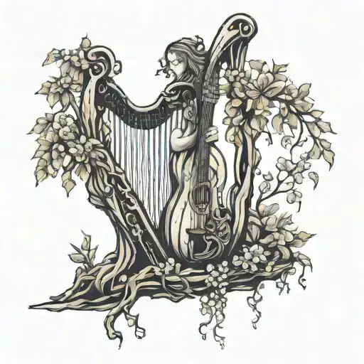 Willow Tree With A Harp As The Trunk