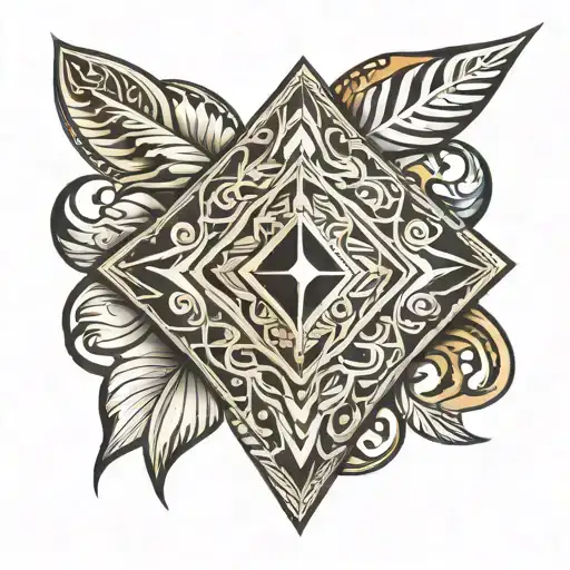 Polynesian Diamond Tattoo Behind The Arm With Western Touches