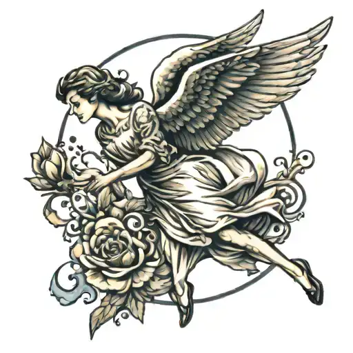 Angel And Bird Flying