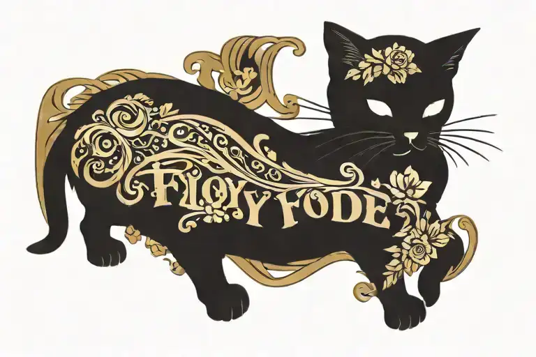 Name Floyde With A Cat Silhouette Sleeping