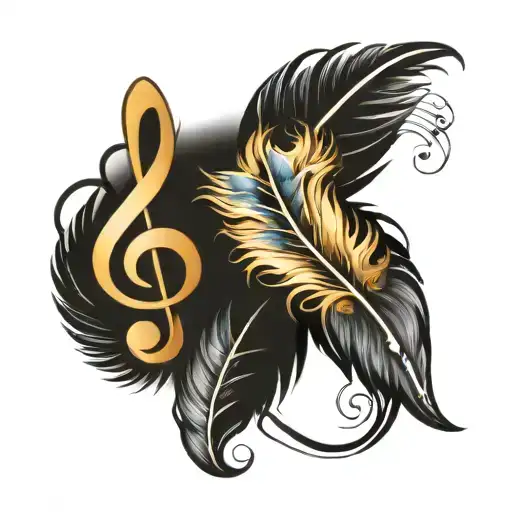 Feather And Music Notes