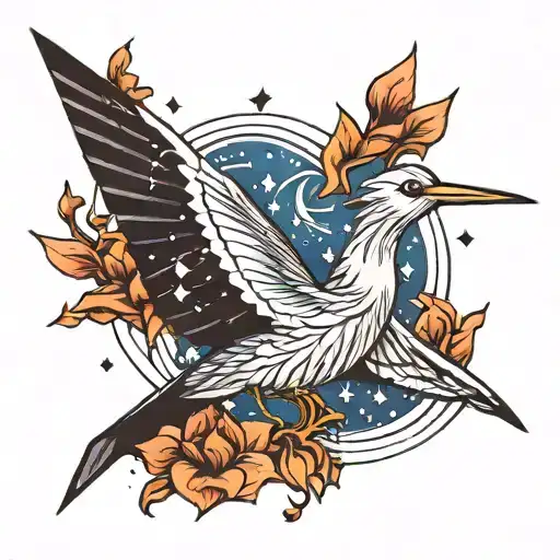 Starry Night In A Paper Crane Bird