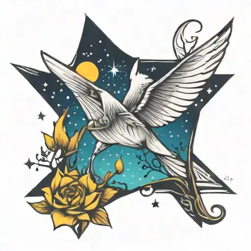 Starry Night Inside A Paper Crane Bird