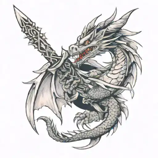 Dragon With Sword With Wings
