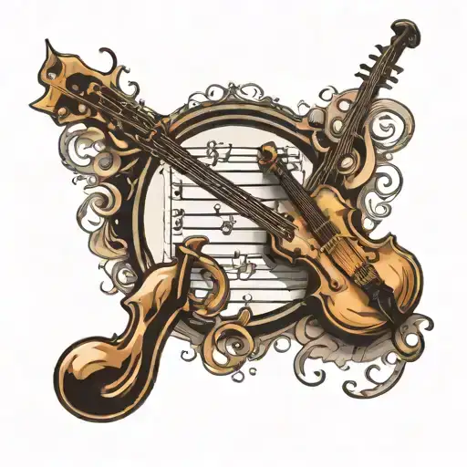 Gaming And Music Notes Intertwined