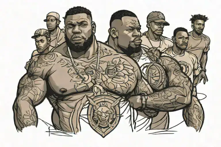 Sketch And Big Black Men With Arsenal Shirt Standing