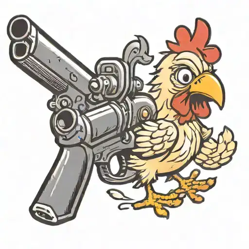 Cartoon Chicken With M1 Bazooka Over Shoulder