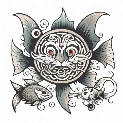 Darumadoll And Pisces Fish