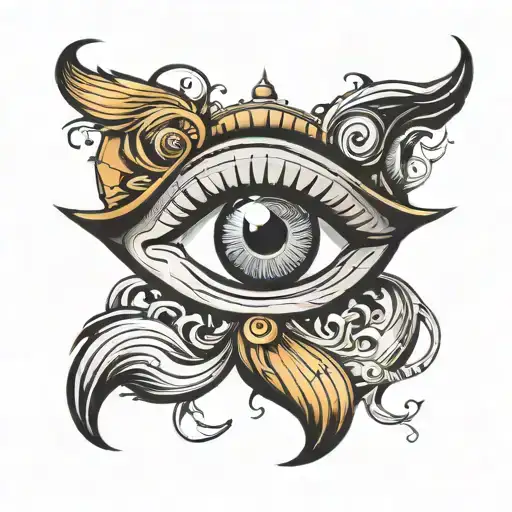 Protective Eye Symbol With Sea Around