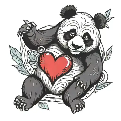 Panda With Heart On Forearm