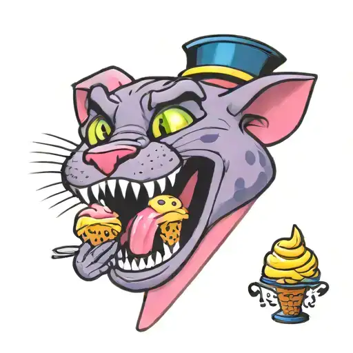 Pink Panther Cartoon Eating Ice Cream