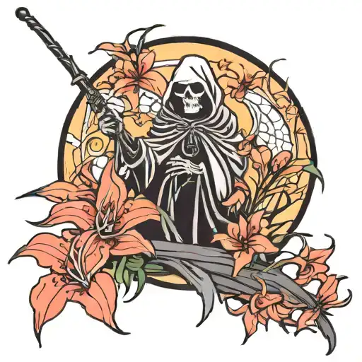 Grim Reaper And Spider Lily Flower