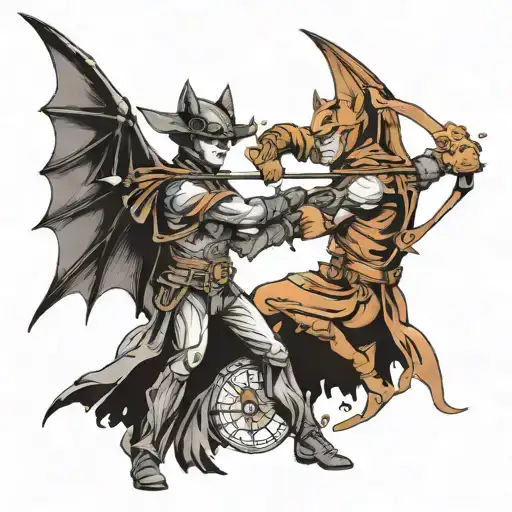 Bat And Sagittarius Archer Shooting