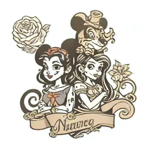 Name Tattoo With A Disney Characters