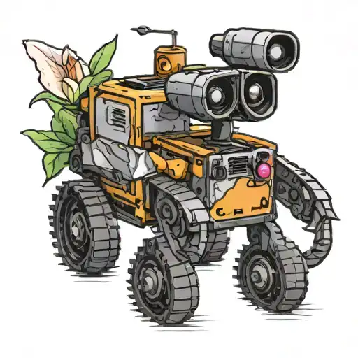 Wall-e With A Shoe With A Lily In It