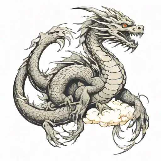 Whole Body Of A Dragon Behind Cloud
