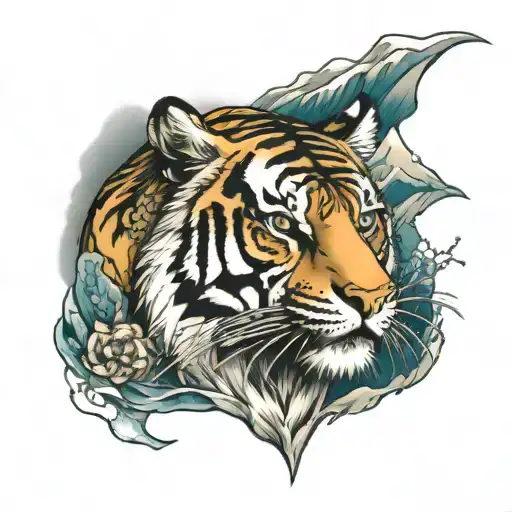 Tiger And Mountains River Taiga