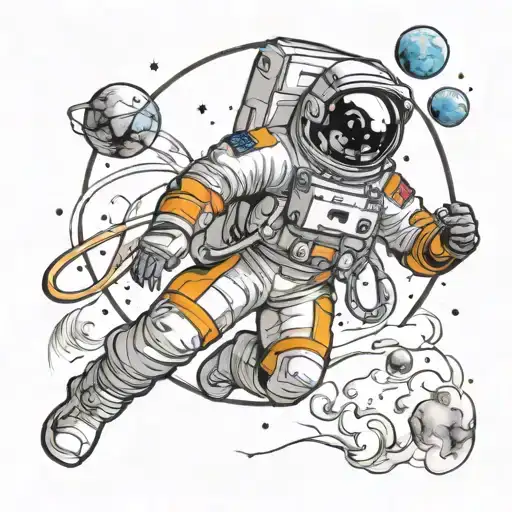 Astronaut In Space Black And White