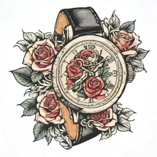 Bracelet Watch And Woman Hand And Rose Growing