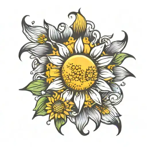 Sun And Daisy Flower