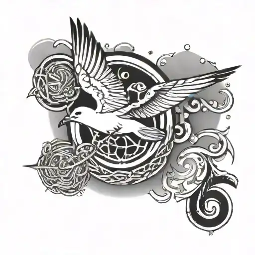 Seagull Flying And Infinity Symbol