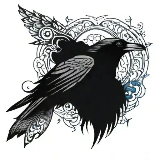 Mdve With A Raven Sitting