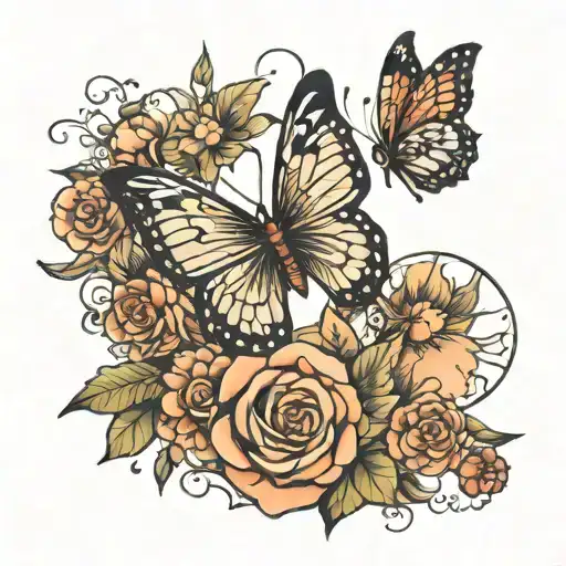 Butterfly Life Line And A Bird Flying