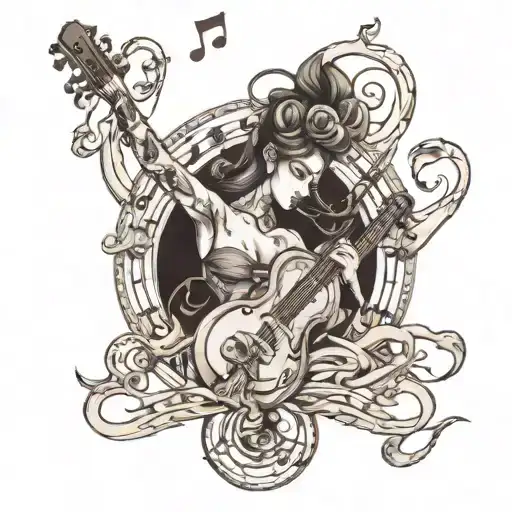 Music And Woman Body Shaped Like