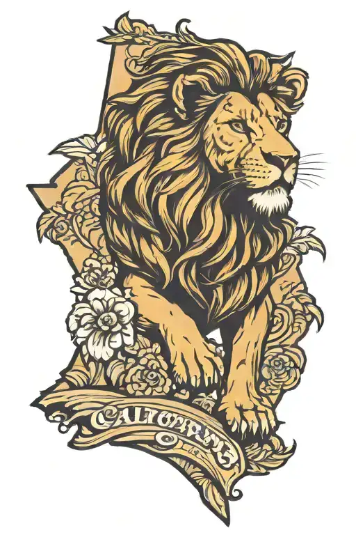 Lion With California State Outline
