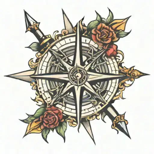 Compass Rose Made Of Swords Laid