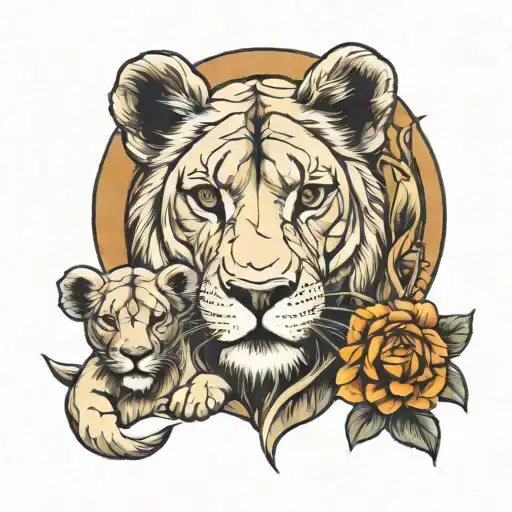 Lioness With Kids And Scale And Taurus Zodiac