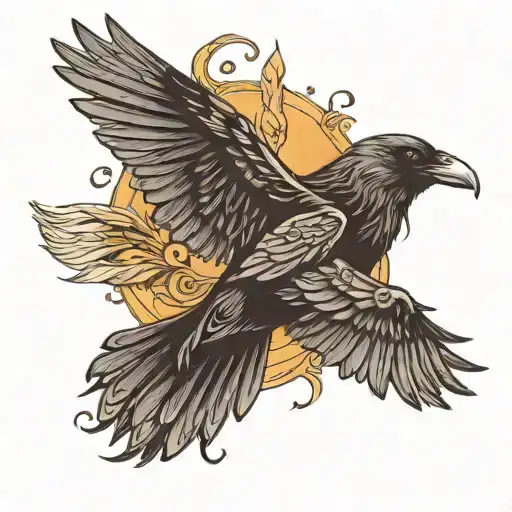 A Raven With A Raised Wing