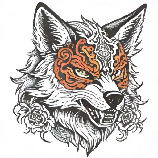 Wolf With Kitsune Mask