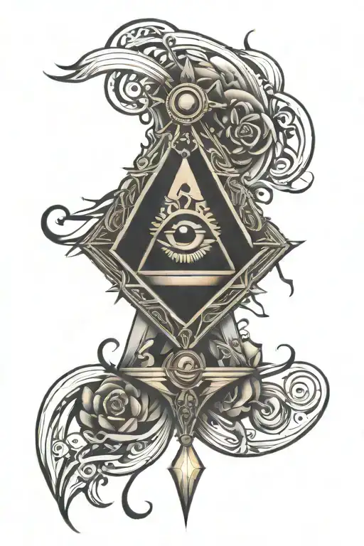 Whole Arm Illuminate Eye And Freemason Symbol