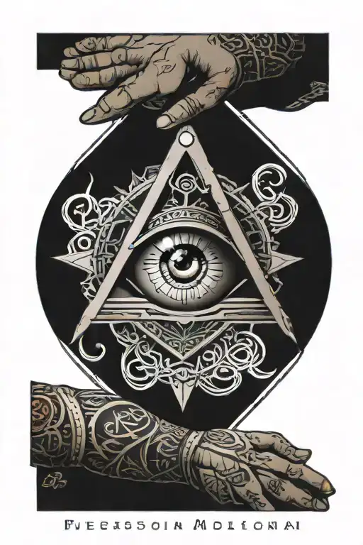 Whole Arm Illuminate Eye And Freemason Symbol