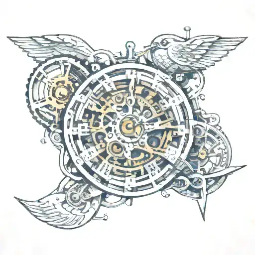 Clock Mechanism Tall Buisldings From Birds Eye Veiw