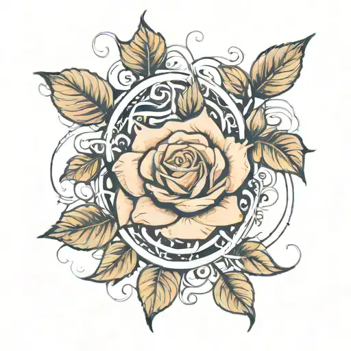 Rose And Stem Rose And Roman Numerals