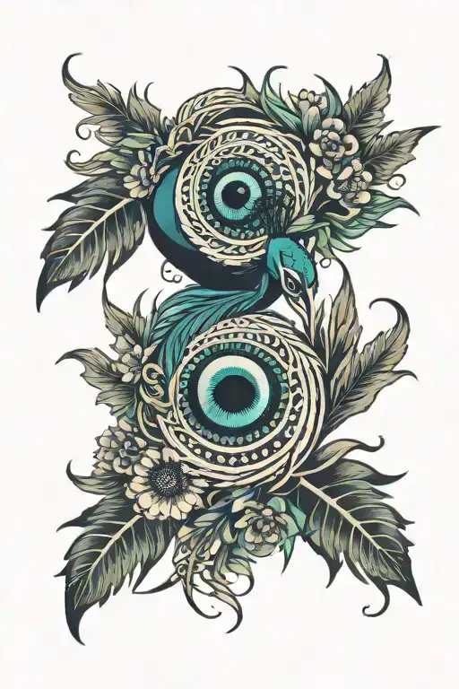 Peacock Feather And Thistle Intertwined