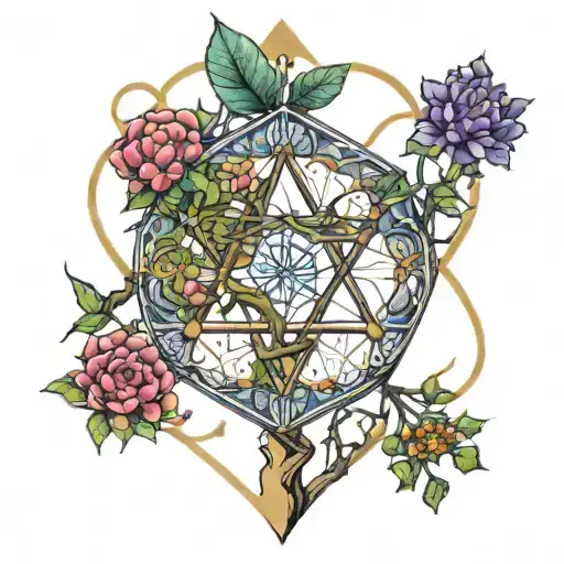 Metatron's Cube And Tree Intertwined
