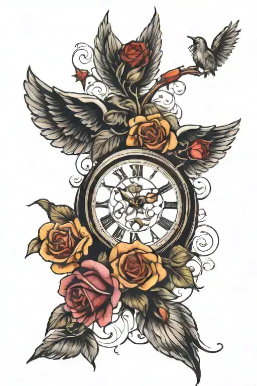 Roses And Angels And Clock