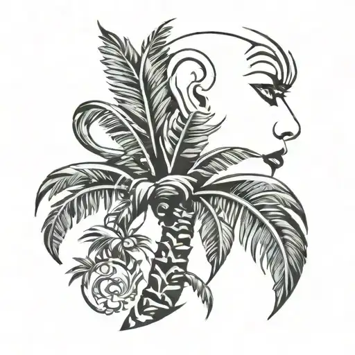 Palm Tree Behind Right Ear Unique