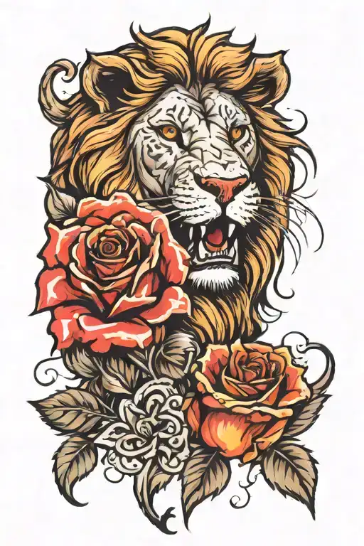 Roses And Lion Roaring