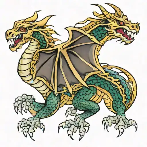 Colored Dragon With Gold Shade