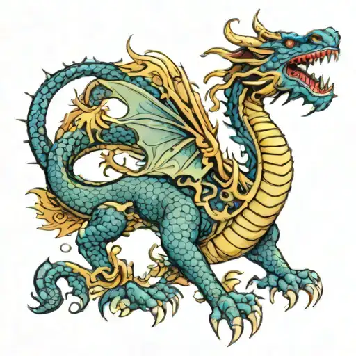 Colored Dragon With Gold Shade