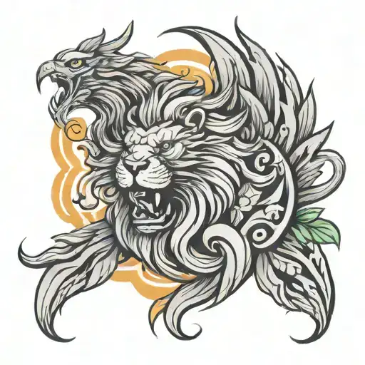 Lion Head And Phoenix
