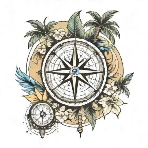Compass And Palm Trees