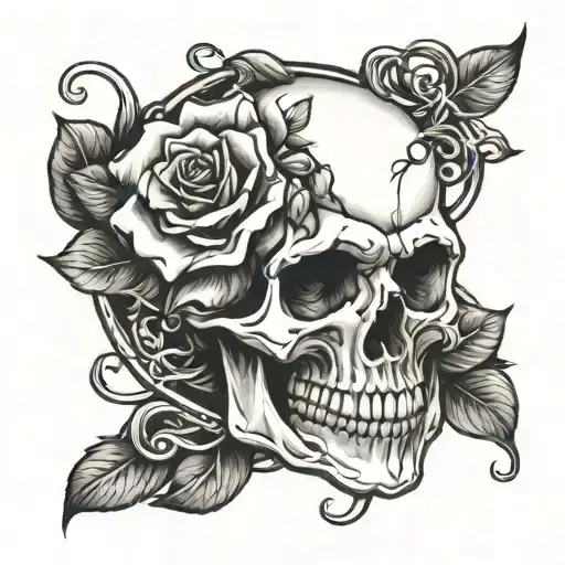Skull And Roses Intertwined Symbolizing Freedom
