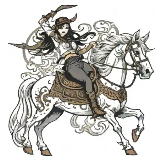 Demon Girl Riding White Horse