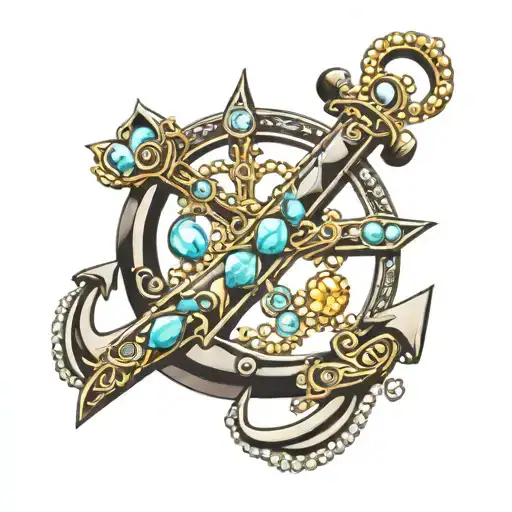 Anchor Made From Jewels And Diamonds Sparkles